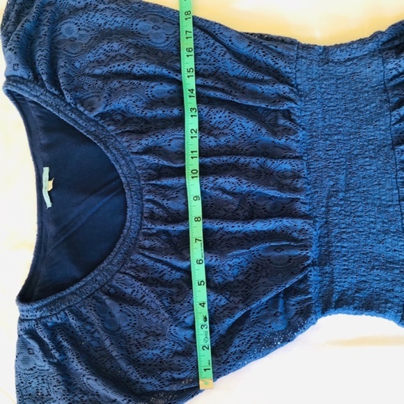 Anthropologie Leifnotes blue hi-low smocked lace dress size XS - Picture 8 of 8